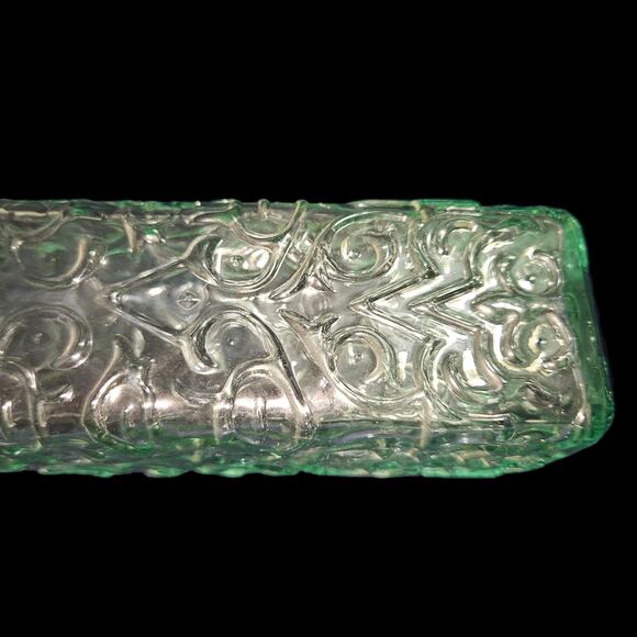 Vintage Embossed Glass Bottle Set 10.5" Floral & Scroll Pattern Canada - Picture 2 of 6